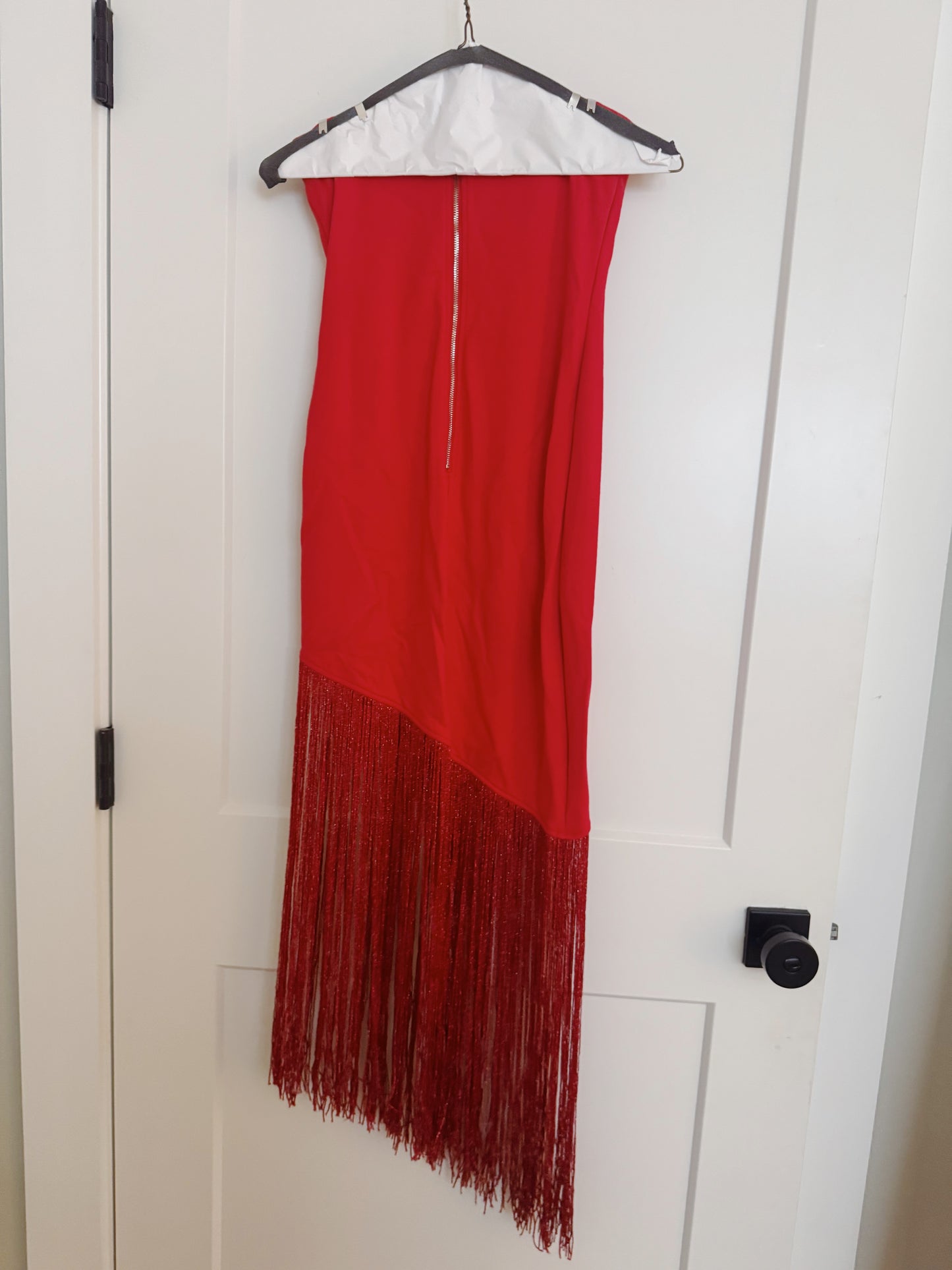 Triple Threads Red Fringe Midi Dress