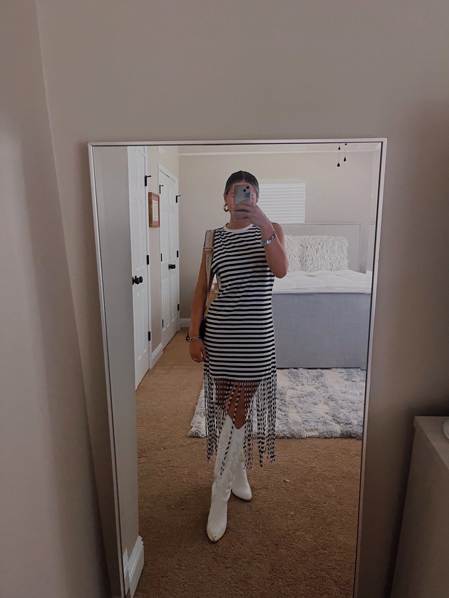 Zara Striped Fringe Dress