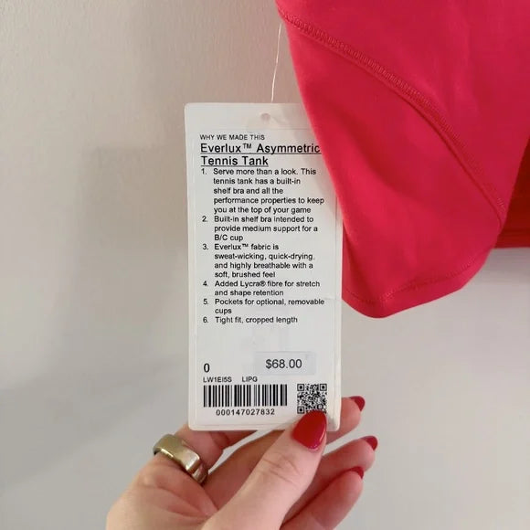Lululemon Asymmetric Tennis Tank in Lipgloss