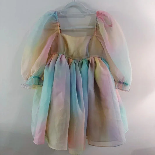 Selkie Rainbow Puff Dress