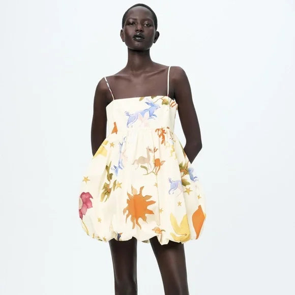 Zara Voluminous Printed Dress Zara